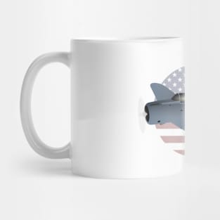 WW2 Douglas SBD-6 Dauntless Airplane with US Flag Mug